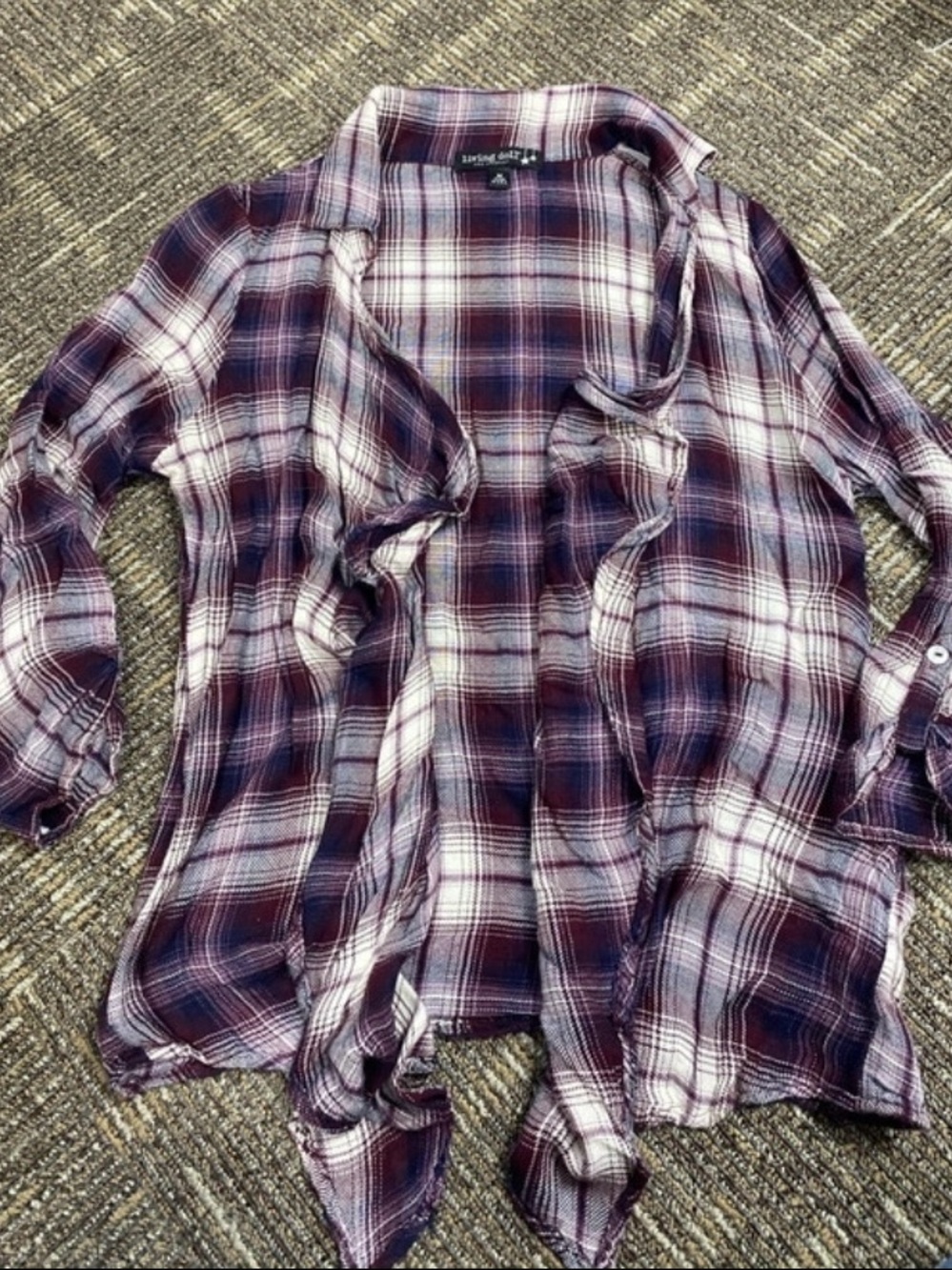 living doll Burgundy and White Plaid Button-Down Shirt